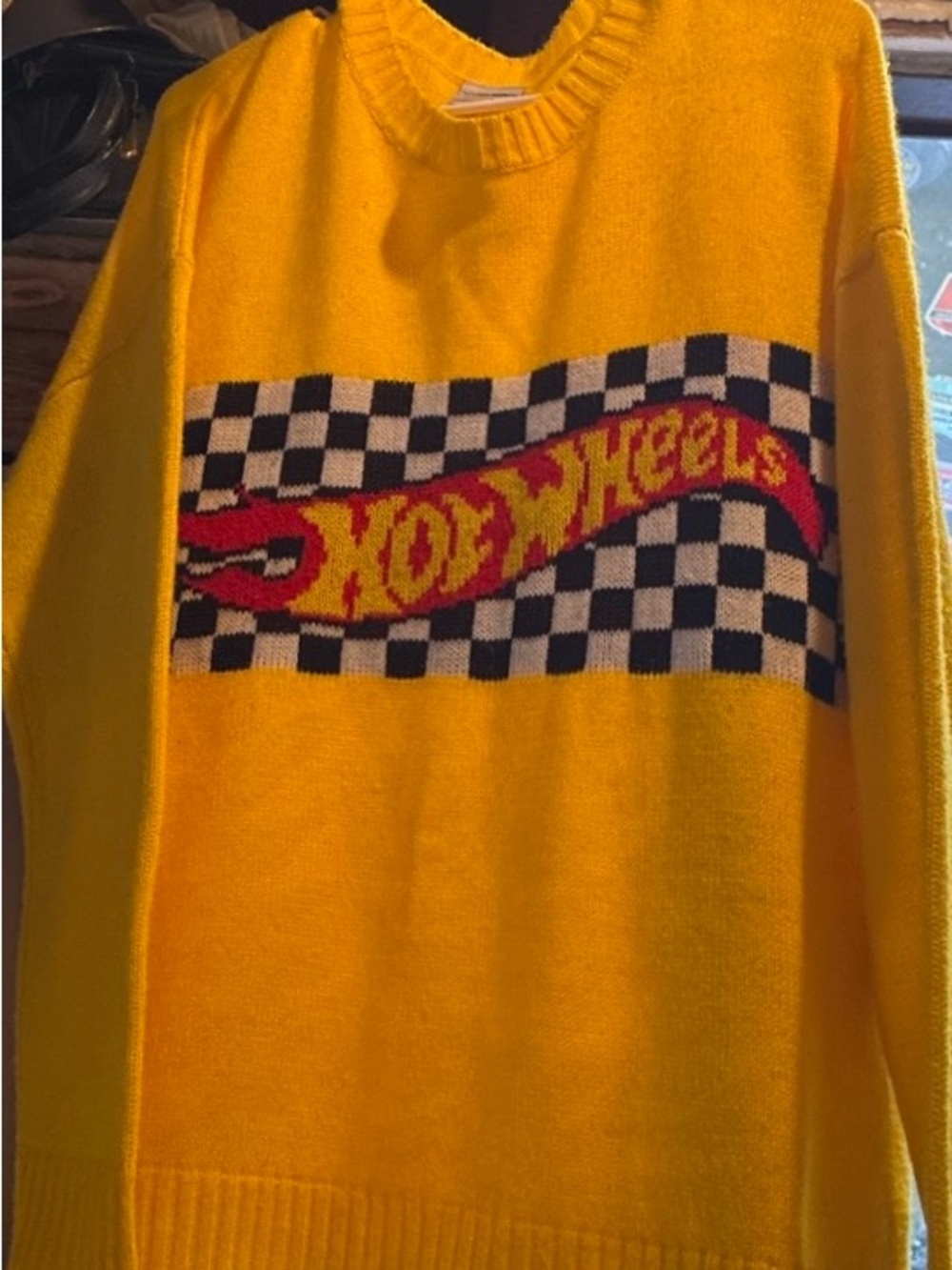 Mattel Hot Wheels Yellow Knit Crewneck Sweater